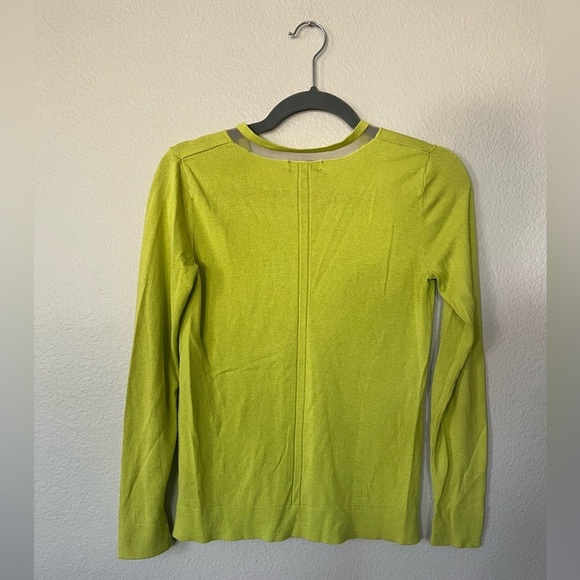 Sak's Fifth Avenue Lemon Lime V Neck Silk & Cashmere Sweater Women's Size S - Picture 2 of 13